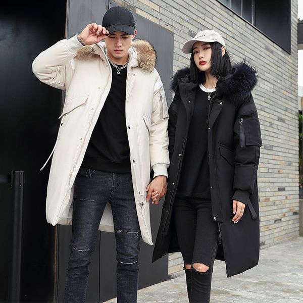 men's down parkas winter white duck down jacket long men's and women's couple puffer thickened fur collar big pockets parka c, Black
men's down parkas winter white duck down jacket long men's and women's couple puffer thickened fur collar big pockets parka c, Black