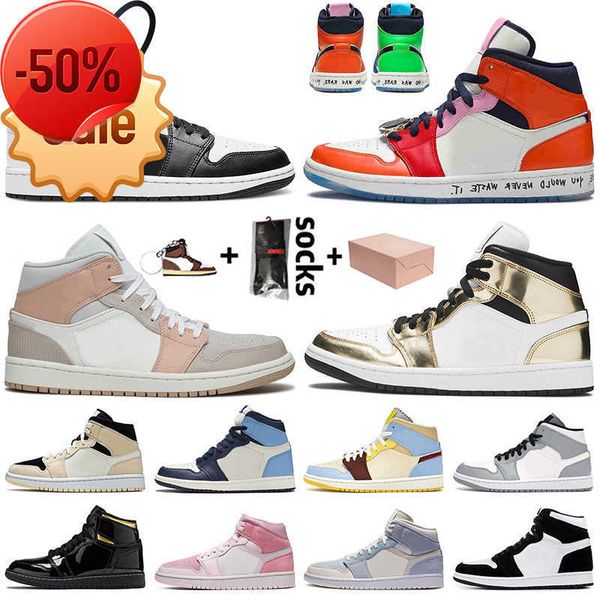 2022 with box mid white shadow jumpman 1 1s basketball shoes melody fearless milan metallic gold digital pink twist womens mens trainers, Black
2022 with box mid white shadow jumpman 1 1s basketball shoes melody fearless milan metallic gold digital pink twist womens mens trainers, Black