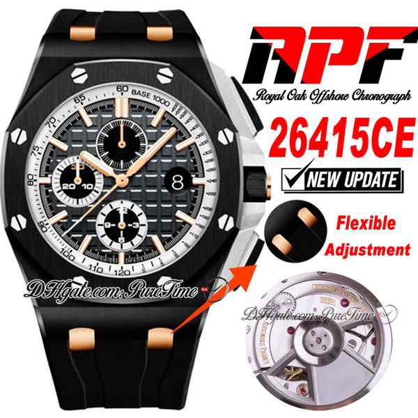apf 2641 a3126 automatic chronograph mens watch 44mm ceramic case white inner gray textured dial black rubber super edition puretime strap e, Slivery;brown 
apf 2641 a3126 automatic chronograph mens watch 44mm ceramic case white inner gray textured dial black rubber super edition puretime strap e, Slivery;brown