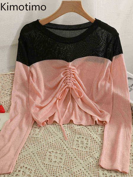 women's sweaters kimotimo contrast drawstring folds knit women 2022 new long sleeve spliced irregular thin sweater korean fashion swea, White;black
women's sweaters kimotimo contrast drawstring folds knit women 2022 new long sleeve spliced irregular thin sweater korean fashion swea, White;black