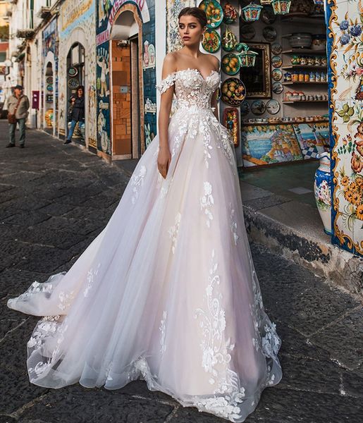 illusion wedding dress tulle with lace appliques off the shoulder a-line summer bride bridal gowns vestidos de noiva, White
illusion wedding dress tulle with lace appliques off the shoulder a-line summer bride bridal gowns vestidos de noiva, White