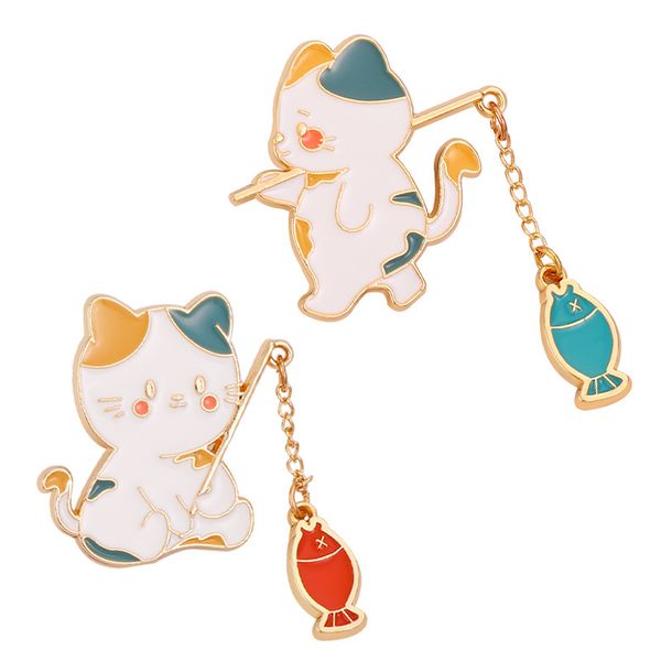 cute cartoon cat brooch pins cat fishing with chain diy button pin metal denim jacket pin badge jewelry gift for kids, Blue
cute cartoon cat brooch pins cat fishing with chain diy button pin metal denim jacket pin badge jewelry gift for kids, Blue