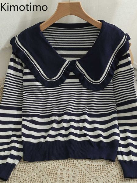 women's sweaters kimotimo striped pop collar knitted tshirts women 2022 new thin long sleeve sweater korean chic retro casual loose swe, White;black
women's sweaters kimotimo striped pop collar knitted tshirts women 2022 new thin long sleeve sweater korean chic retro casual loose swe, White;black