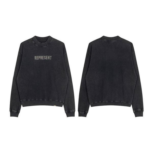 men's designer hoodie letter embroidery vintage wash water old men's and women's crew neck sweater, Black
men's designer hoodie letter embroidery vintage wash water old men's and women's crew neck sweater, Black