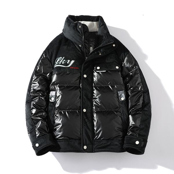 men's down parkas brand winter down jackets men woman letter embroidery down coat bubble padded pu leather corduroy patchwork couple pa, Black
men's down parkas brand winter down jackets men woman letter embroidery down coat bubble padded pu leather corduroy patchwork couple pa, Black