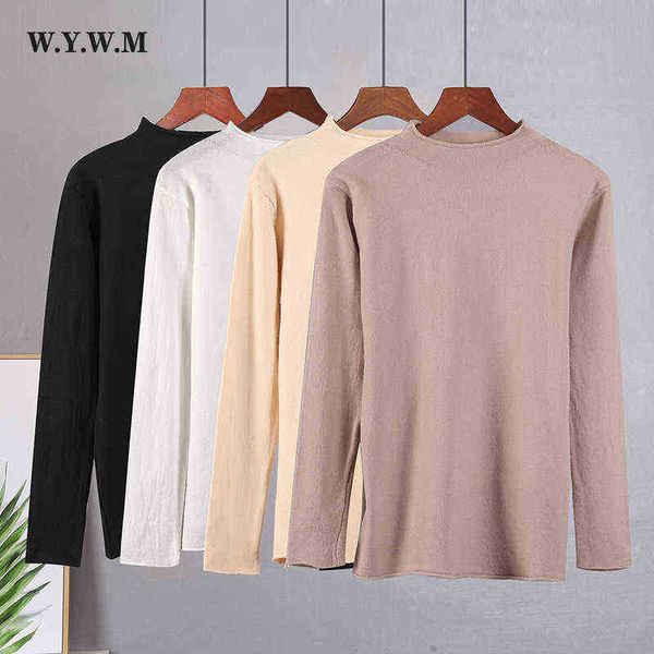 women's sweaters casual solid color sweater women neck curled knitted depth sweaters korean knitted depth korean female shirt j220915, White;black
women's sweaters casual solid color sweater women neck curled knitted depth sweaters korean knitted depth korean female shirt j220915, White;black