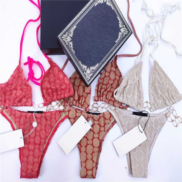 embroidery bikini set letter swimwears designer metal chain swimsuit split swimsuits for ladies gift holiday, White;black
embroidery bikini set letter swimwears designer metal chain swimsuit split swimsuits for ladies gift holiday, White;black