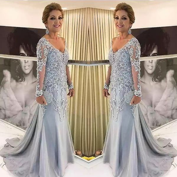 elegant blue silver mother of the bride dresses long sleeves v neck godmother evening dress wedding party guest gowns new, Black;red
elegant blue silver mother of the bride dresses long sleeves v neck godmother evening dress wedding party guest gowns new, Black;red