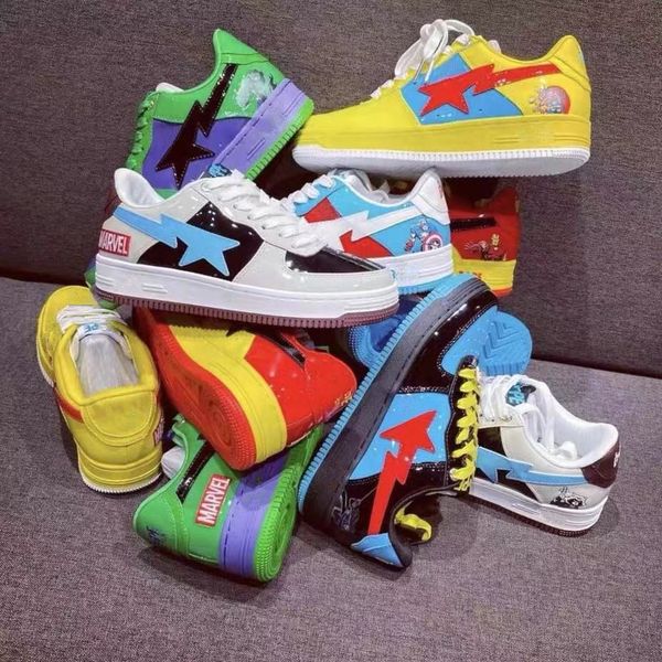 

a bathing ape bapestas men women casual shoes sneaker tn fashion sk8 sta camo black white green red orange camouflage trainer sports sneaker