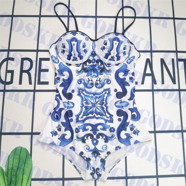 blue pattern swimsuit sling bikini for women push up swimwear classic one piece swim wear, White;black
blue pattern swimsuit sling bikini for women push up swimwear classic one piece swim wear, White;black