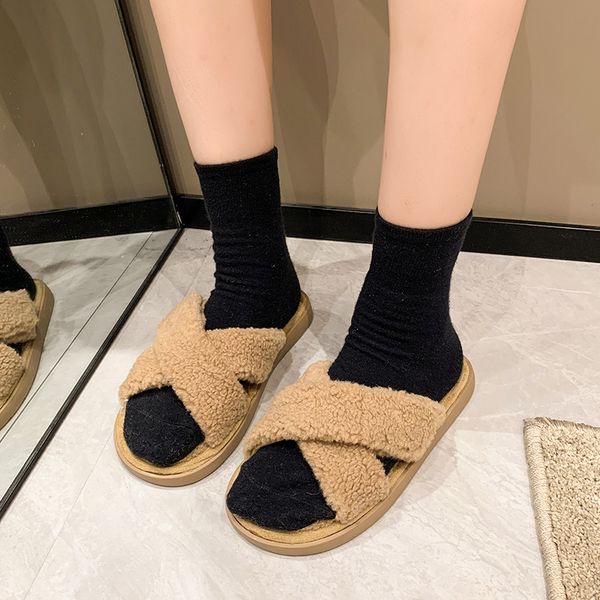 slippers foreign trade large size fashion thick rice korean version cross flat fashion plush shoes women's slippers zapatos mujer 22112, Black
slippers foreign trade large size fashion thick rice korean version cross flat fashion plush shoes women's slippers zapatos mujer 22112, Black