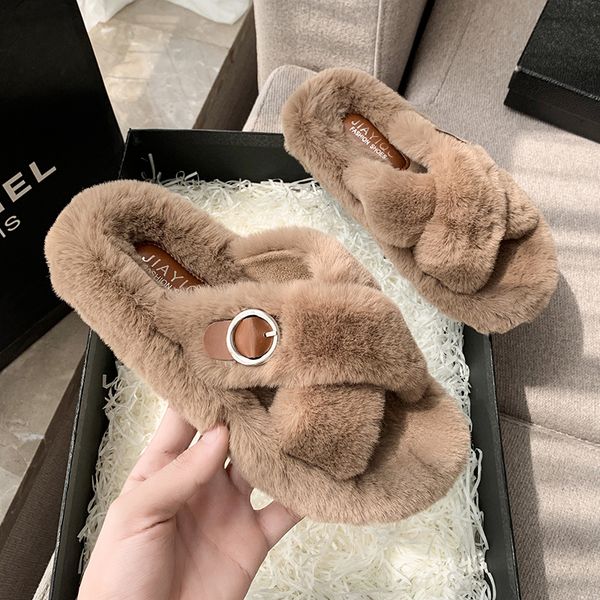 slippers loafers casual women's fur flip flops luxury rubber plush vintage sewing fabric zapatos mujer 221125, Black
slippers loafers casual women's fur flip flops luxury rubber plush vintage sewing fabric zapatos mujer 221125, Black