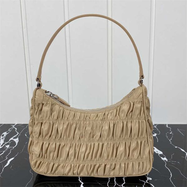 pradity cleo hobo bag nylon and saffiano leather pleated hobo handbags shoulder bag baguettes folded women underarm purses prad multiple sol