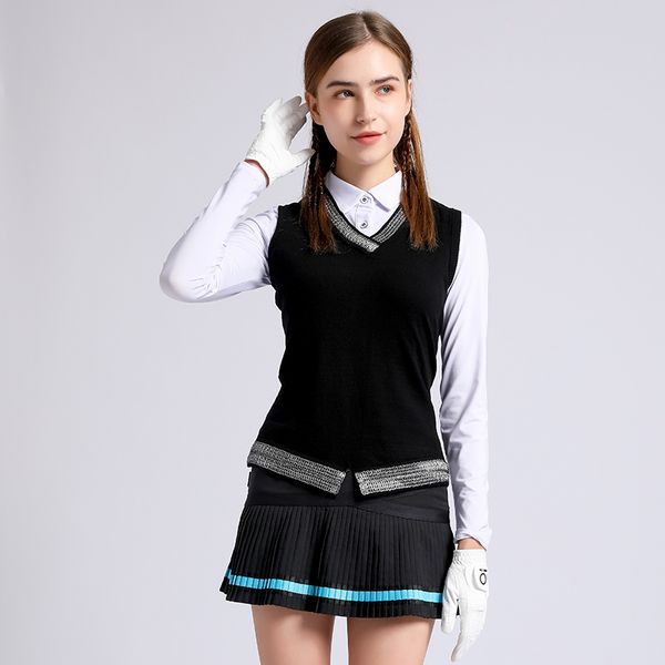autumn winter golf sports suit women's long sleeved shirt fashion ladies vest slim fit golf skirts elastic breathable clothing sets, Black
autumn winter golf sports suit women's long sleeved shirt fashion ladies vest slim fit golf skirts elastic breathable clothing sets, Black