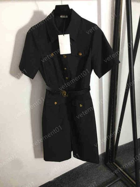 designer dresses womens lapel pocket belt button half cardigan short sleeve dress luxury women summer dresses for wedding party 0912, Black;gray
designer dresses womens lapel pocket belt button half cardigan short sleeve dress luxury women summer dresses for wedding party 0912, Black;gray