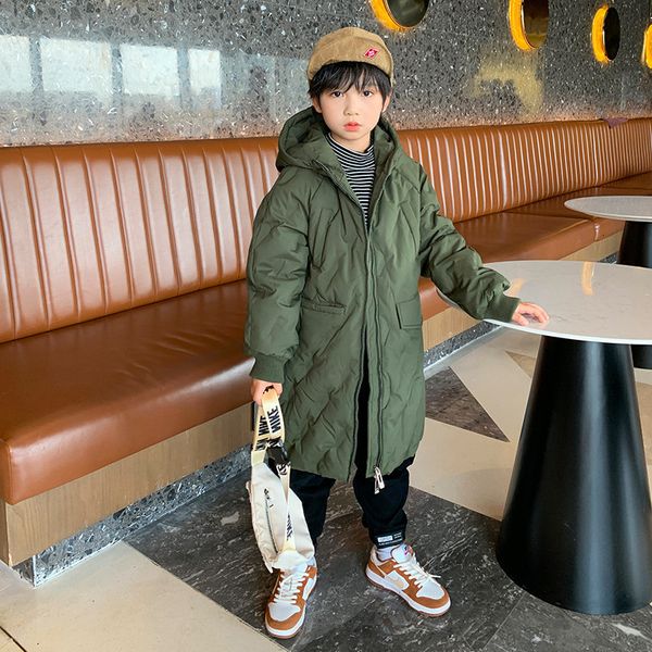 down coat children solid color midlength hooded heavy coat kids casual warm wadded jacket boys cottonpadded outwear teen winter clothes 2211, Blue;gray
down coat children solid color midlength hooded heavy coat kids casual warm wadded jacket boys cottonpadded outwear teen winter clothes 2211, Blue;gray