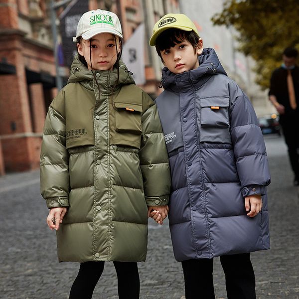 down coat winter girls boys long down jacket fashion baby children thick warm jacket boys and girls jacket 120160 cm 221125, Blue;gray 
down coat winter girls boys long down jacket fashion baby children thick warm jacket boys and girls jacket 120160 cm 221125, Blue;gray