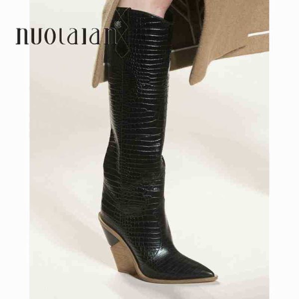 boots brand microfiber leather women knee high boots pointed toe heels western winter chunky wedge 220901, Black
boots brand microfiber leather women knee high boots pointed toe heels western winter chunky wedge 220901, Black