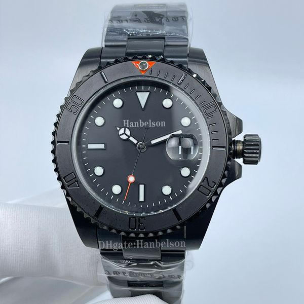 Image of Mens Watch MAD All BLack Strap 2813 Automatic Movement Sapphire glass individuation Wristwatches red scale bezel Volcanic Steel Case Watches