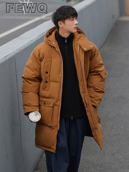 men's wool blends fewq winter solid color men's medium long hooded cotton coat casual zipper stylish male loose padded jacket 24a1, Black
men's wool blends fewq winter solid color men's medium long hooded cotton coat casual zipper stylish male loose padded jacket 24a1, Black