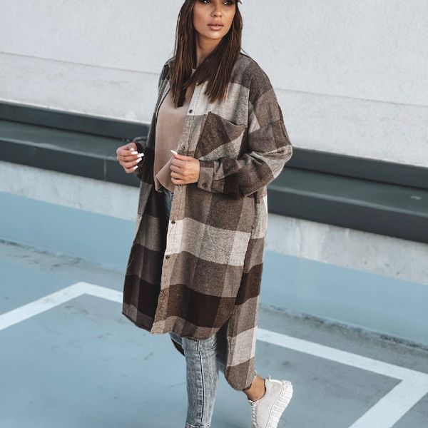 women's trench coats autumn winter plaid long women's coat loose long sleeve turndown collar coats female fashion casual outerwear, Tan;black
women's trench coats autumn winter plaid long women's coat loose long sleeve turndown collar coats female fashion casual outerwear, Tan;black