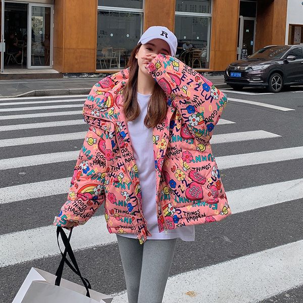 women's down parkas girls' cotton jacket winter floral warm short korean fashion 221125, Black
women's down parkas girls' cotton jacket winter floral warm short korean fashion 221125, Black