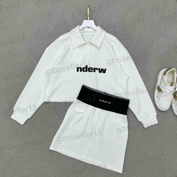 women two piece dresses letter print logo webbing two piece suit brand awang 22ss lapel cropped sweatshirt and elastic waist skirt sets 0912, White
women two piece dresses letter print logo webbing two piece suit brand awang 22ss lapel cropped sweatshirt and elastic waist skirt sets 0912, White