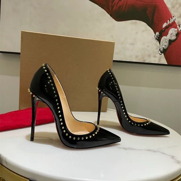 classics brand high heel shoes rivets women dress shoes red shiny bottoms pointed toe 8cm 10cm 12cm thin heels shallow genuine leather pumps, Black
classics brand high heel shoes rivets women dress shoes red shiny bottoms pointed toe 8cm 10cm 12cm thin heels shallow genuine leather pumps, Black