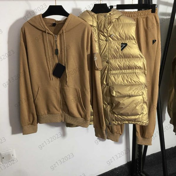 womens three pieces pants triangle logo hooded sleeveless vest puffer coat zipper open long sleeves loose jacket elastic waist casual trouse, White
womens three pieces pants triangle logo hooded sleeveless vest puffer coat zipper open long sleeves loose jacket elastic waist casual trouse, White