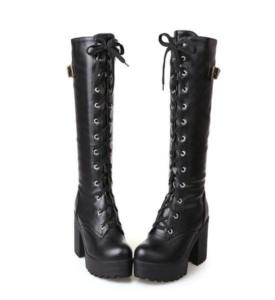 gothic square chunky block high heels riding boots women lace up thick platform rock punk cosplay knee high boots shoes3084709, Black
gothic square chunky block high heels riding boots women lace up thick platform rock punk cosplay knee high boots shoes3084709, Black