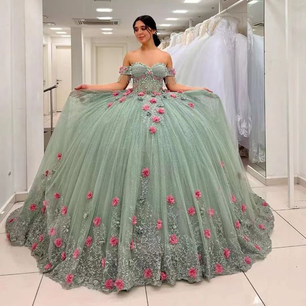 luxury green sweet quinceanera dresses for mexico girls 3d flowers sweetheart tassel 15 birthday party prom dress robe de bal, Blue;red
luxury green sweet quinceanera dresses for mexico girls 3d flowers sweetheart tassel 15 birthday party prom dress robe de bal, Blue;red