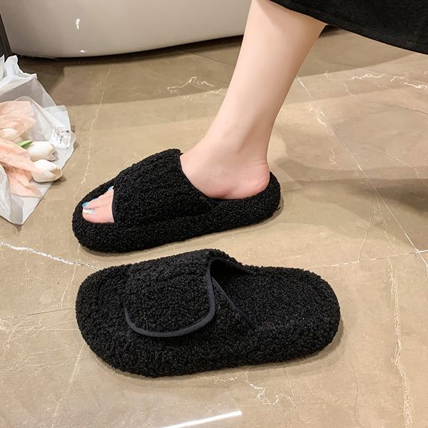 slippers autumn wool slippers wear thick bottom women's solid color korean version daily household cotton slippers zapatos mujer 221125, Black
slippers autumn wool slippers wear thick bottom women's solid color korean version daily household cotton slippers zapatos mujer 221125, Black