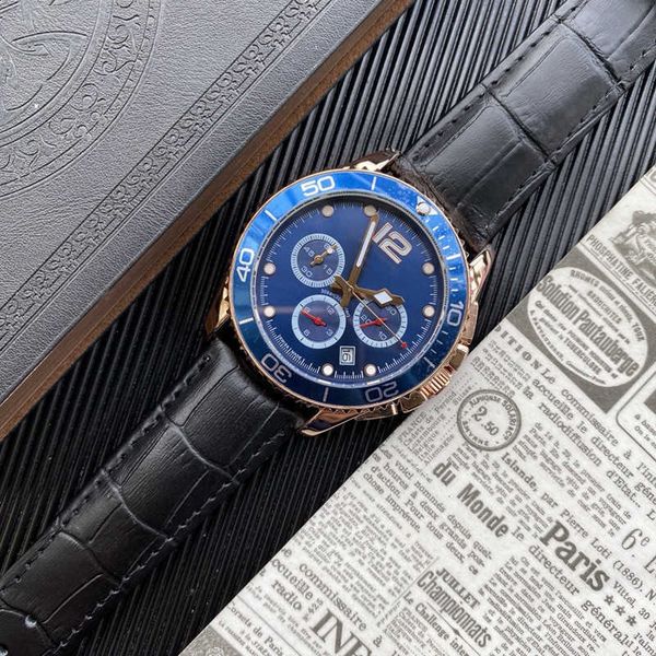 watches luxury designer six stitches all dial working quartz watch chronograph clock leather belt, Silver 
watches luxury designer six stitches all dial working quartz watch chronograph clock leather belt, Silver