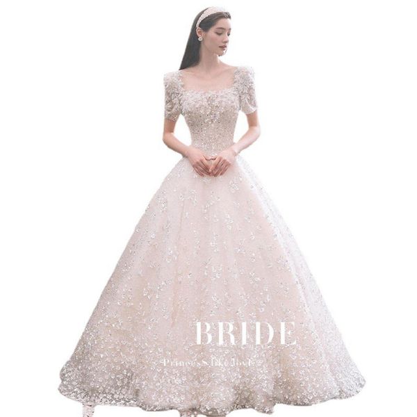 2023 luxury crystal beading wedding dress scoop neck beaded 3d appliques a line bridal gowns vintage elegant custom made dresses, White
2023 luxury crystal beading wedding dress scoop neck beaded 3d appliques a line bridal gowns vintage elegant custom made dresses, White