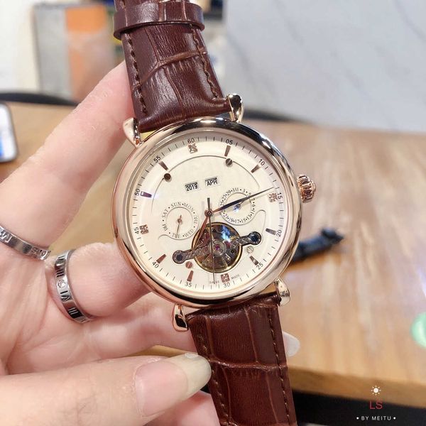watches luxury designer men's five needle big wheel mechanical watch show calendar leather strap, Silver
watches luxury designer men's five needle big wheel mechanical watch show calendar leather strap, Silver