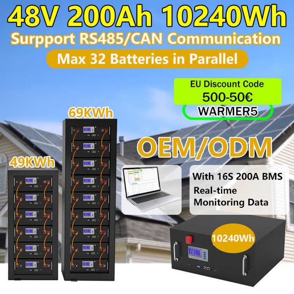 48v lifepo4 200ah 150ah 100ah battery pack 51.2v 10kwh with rs485 can max 32pcs in parallel for energy storage emergency power
48v lifepo4 200ah 150ah 100ah battery pack 51.2v 10kwh with rs485 can max 32pcs in parallel for energy storage emergency power