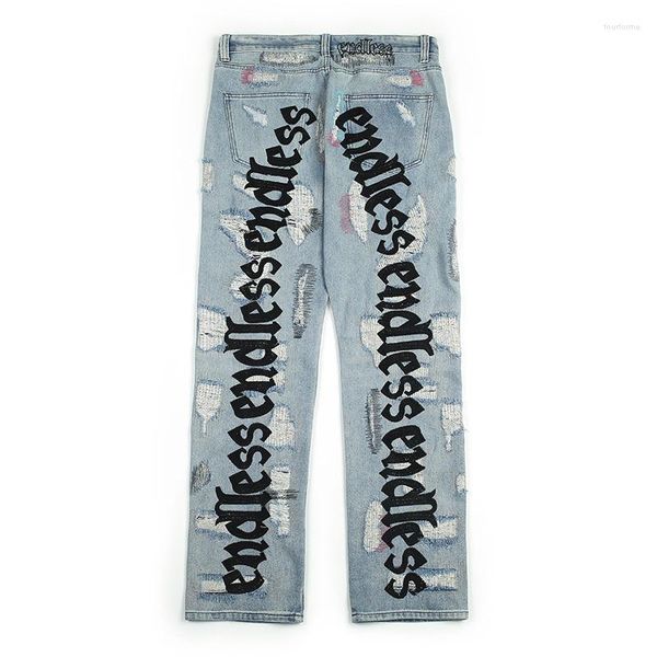 men's jeans men's trendy high street european american embroidery hole retro trousers for men and women, Blue
men's jeans men's trendy high street european american embroidery hole retro trousers for men and women, Blue