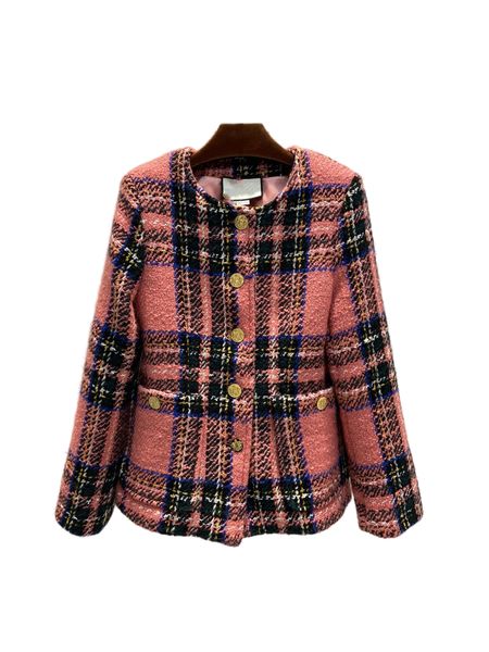 22 autumn and winter round neck pink can be sweet and sasa full of temperament weaving coarse plaid coat, Black;brown
22 autumn and winter round neck pink can be sweet and sasa full of temperament weaving coarse plaid coat, Black;brown