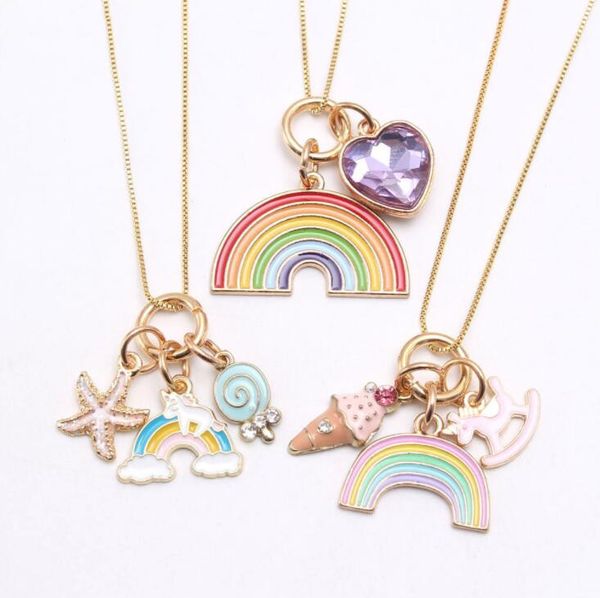 fashion rainbow heart starfish unicorn pendants necklace kids girls charming pendant long chain necklace cute jewelry for child, Silver
fashion rainbow heart starfish unicorn pendants necklace kids girls charming pendant long chain necklace cute jewelry for child, Silver