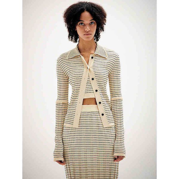 women's sweaters spring/summer arrival woman spread collar beige striped ribbed slim fit cardigan drop 9cp9, White;black
women's sweaters spring/summer arrival woman spread collar beige striped ribbed slim fit cardigan drop 9cp9, White;black