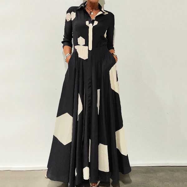 casual dresses ellafads women maxi dress long sleeve geometric print lapel nipped waist with pockets elegant party 221125, Black;gray
casual dresses ellafads women maxi dress long sleeve geometric print lapel nipped waist with pockets elegant party 221125, Black;gray