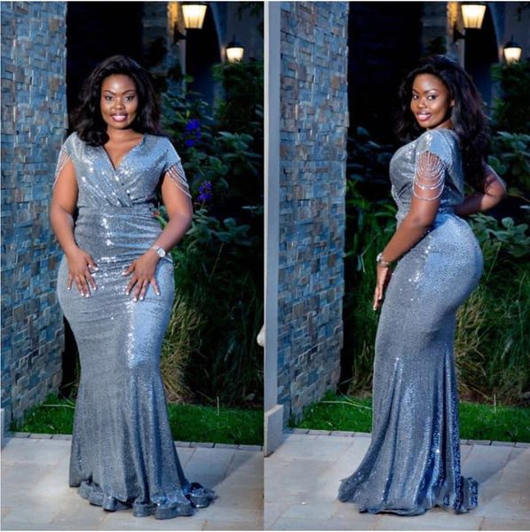 plus size african sequins evening dress mermaid v neck short sleeves nigeria prom dresses formal gown, Black;red
plus size african sequins evening dress mermaid v neck short sleeves nigeria prom dresses formal gown, Black;red