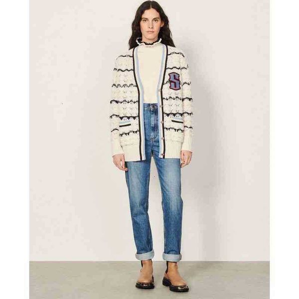women's sweaters spring design wave stripe crochet-knit oversize cardigan v91g, White;black
women's sweaters spring design wave stripe crochet-knit oversize cardigan v91g, White;black