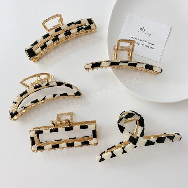 black white checkerboard large hair claws clip fashion clamps acetate metal hair accessories for woman girls, Slivery;golden
black white checkerboard large hair claws clip fashion clamps acetate metal hair accessories for woman girls, Slivery;golden