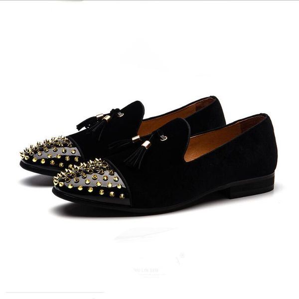 black spiked loafer shoes pointed toe velvet patchwork weave rivet flat fashion party shoes da54
black spiked loafer shoes pointed toe velvet patchwork weave rivet flat fashion party shoes da54