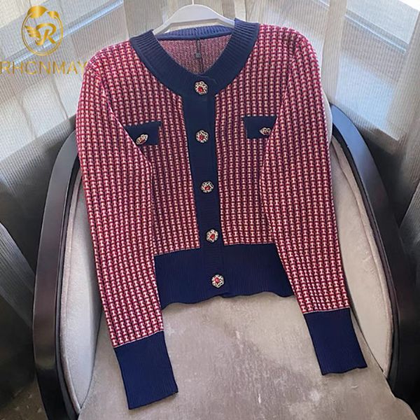 women's knits tees red plaid cardigan crop fall women cropped sweater coat full round neck diamond buckle knit cardigan elegant 221125, White
women's knits tees red plaid cardigan crop fall women cropped sweater coat full round neck diamond buckle knit cardigan elegant 221125, White