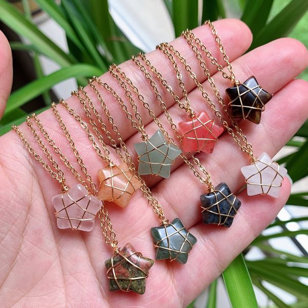 natural crystal stone necklace five-pointed star pink quartz pendant choker necklaces for women jewelry, Silver
natural crystal stone necklace five-pointed star pink quartz pendant choker necklaces for women jewelry, Silver