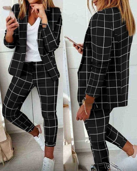 2021 autumn and winter new style women fashion long sleeve casual checked forums suit female jacket and pants two piece j220813, White;black
2021 autumn and winter new style women fashion long sleeve casual checked forums suit female jacket and pants two piece j220813, White;black