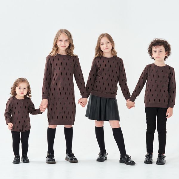 family matching outfits children fall winter cotton terry coffee color velvet lightning bolt dress romper family matching clothes 221125, Blue
family matching outfits children fall winter cotton terry coffee color velvet lightning bolt dress romper family matching clothes 221125, Blue