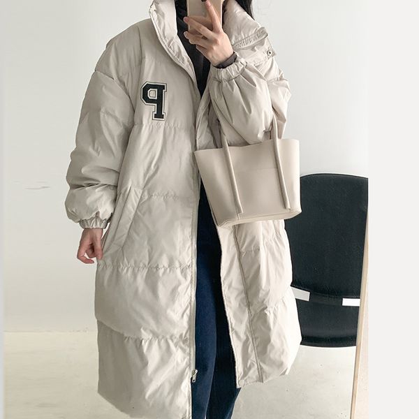 women's down parkas wind coat winter clothes korean fashion jacket loose over the knee college puffer 221125, Black
women's down parkas wind coat winter clothes korean fashion jacket loose over the knee college puffer 221125, Black